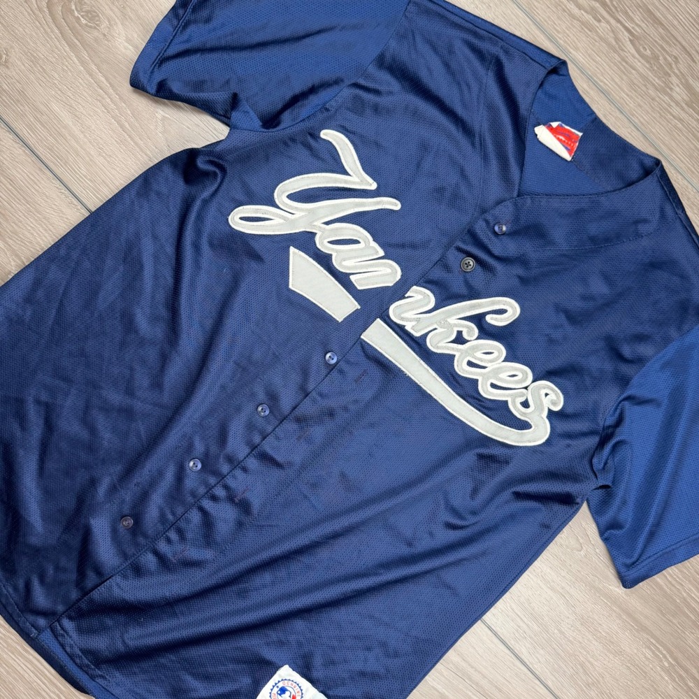 Majestic Mens Jersey New York Yankees VTG Mickey Mantle 7 Navy Blue Large